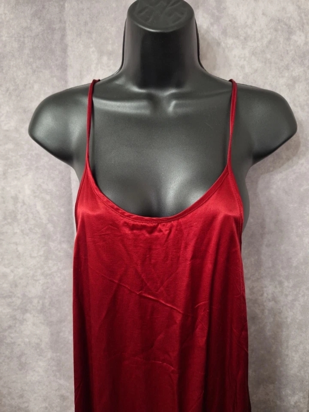 Satin Burgundy Slip Dress with Spaghetti Straps